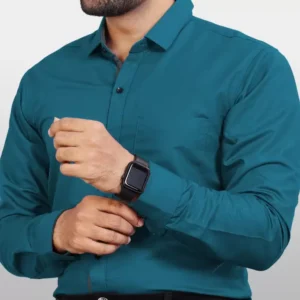 Men Regular Fit Solid Button Down Collar Formal Shirt